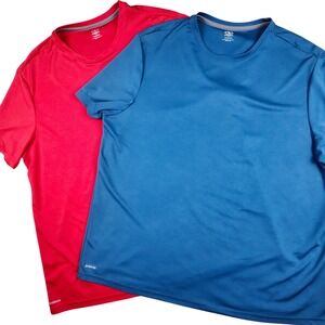 Athletic Works Dry Works Crewneck Tee Men's 2XL Red Blue 2 pc Bundle Performance